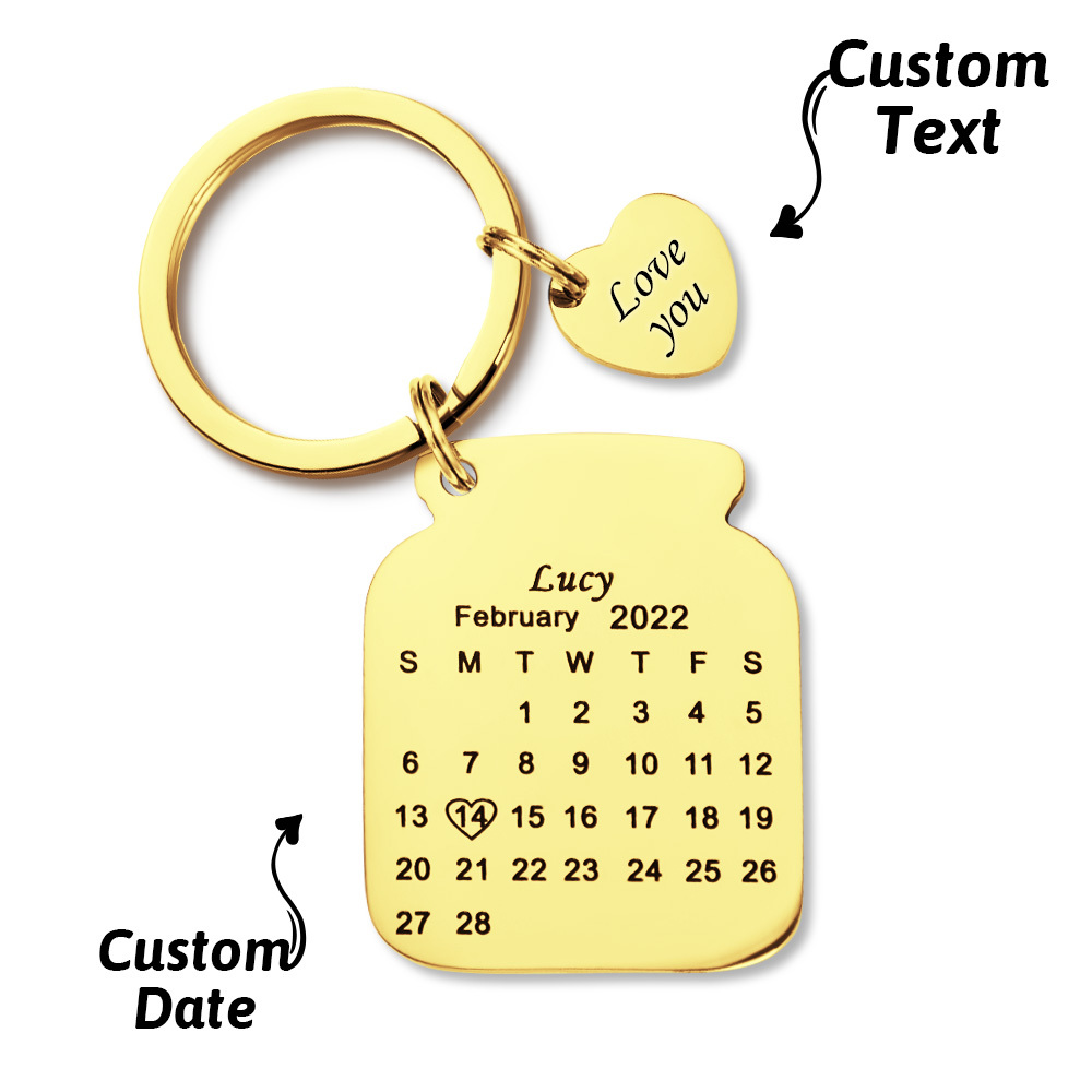 Personalised Anniversary Date Calendar Keychain With Text MadeMine