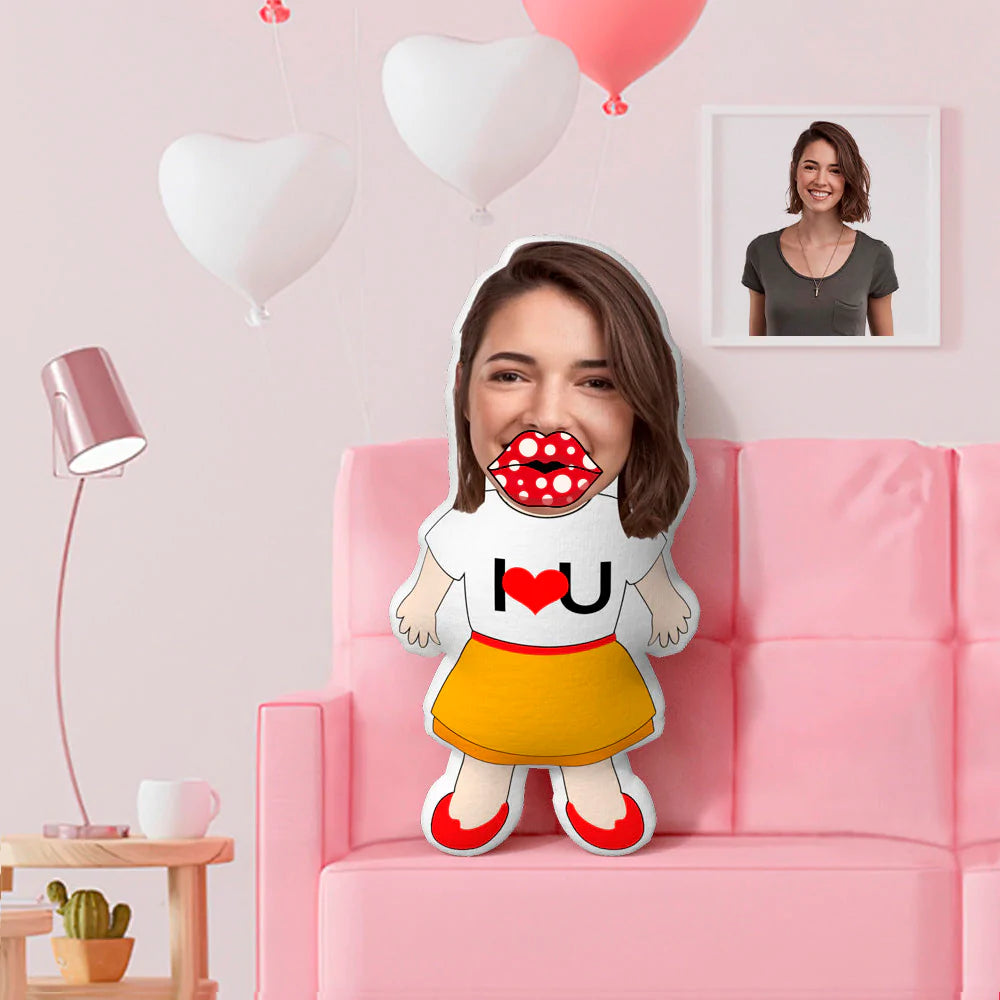 Personalized I LOVE U Minime Pillow Custom Face Pillow with Body MadeMine